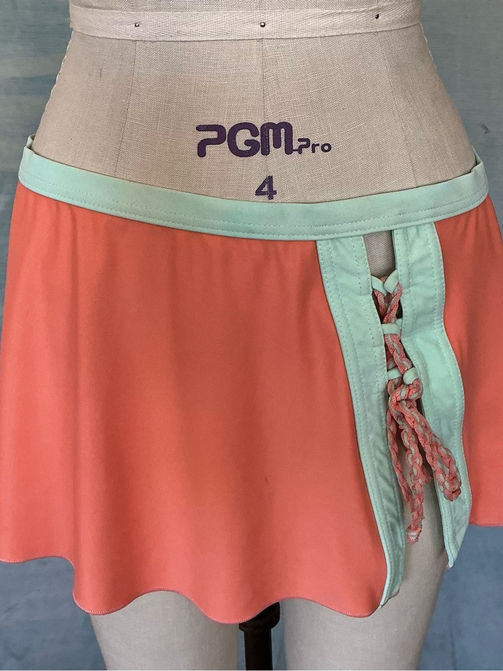 Vintage Deadstock Pan Dulce Coral Lace-Up Swim Cover-Up Skirt NWT Made USA